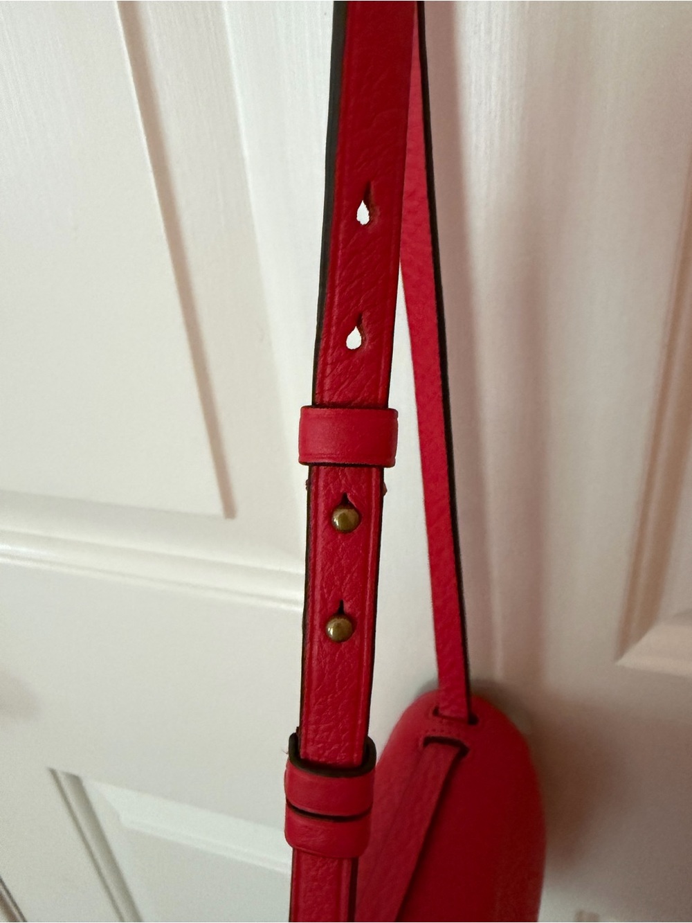 J Crew Red Leather Crossbody Bag with Brass Buckle - Picture 5 of 11
